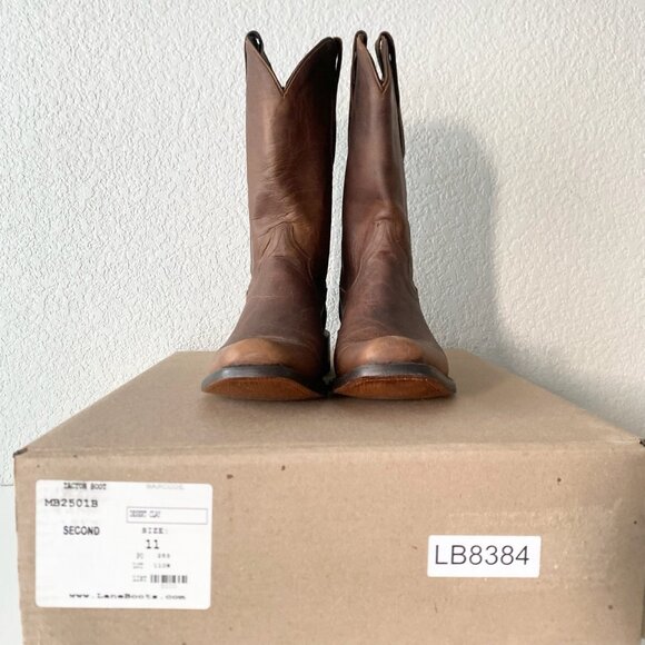 Lane Mens Brown Cowboy Boots 11 D Genuine Leather Western Casual Square Toe - Picture 10 of 11